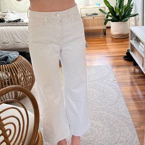 Paige Wide Leg White Jeans (28W)